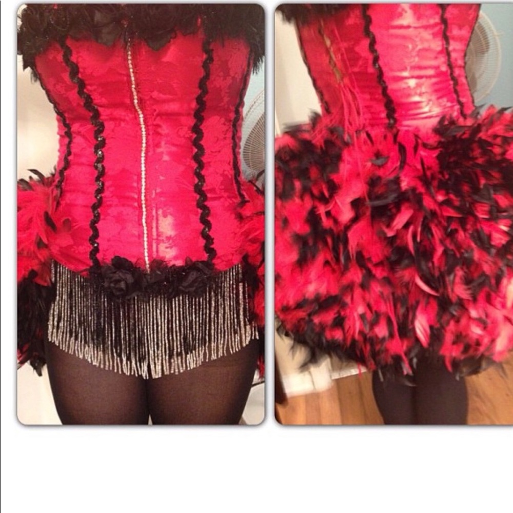 🎃 Red Black Burlesque Costume